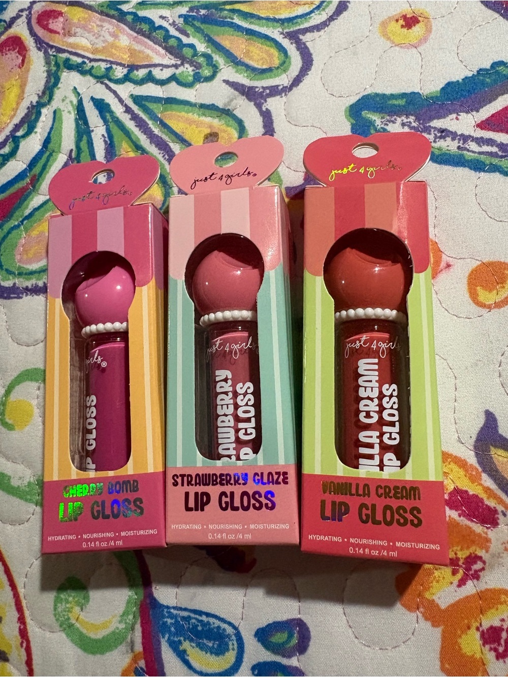 Lip Gloss Trio — Pink, Rose, Red